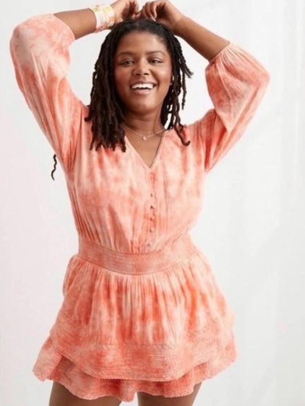 Aerie Rock 'N' Ruffle Tie Dye Mini Layered Dress size XXL